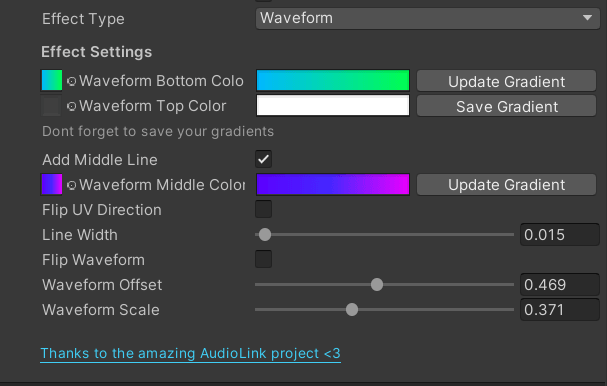 Waveform effect options