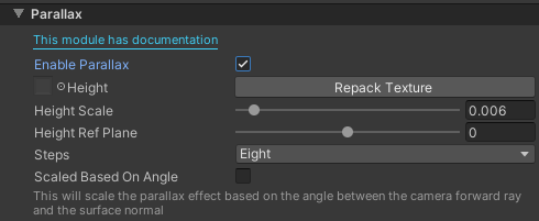 Parallax effect controls
